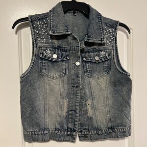 Studded Denim Vest